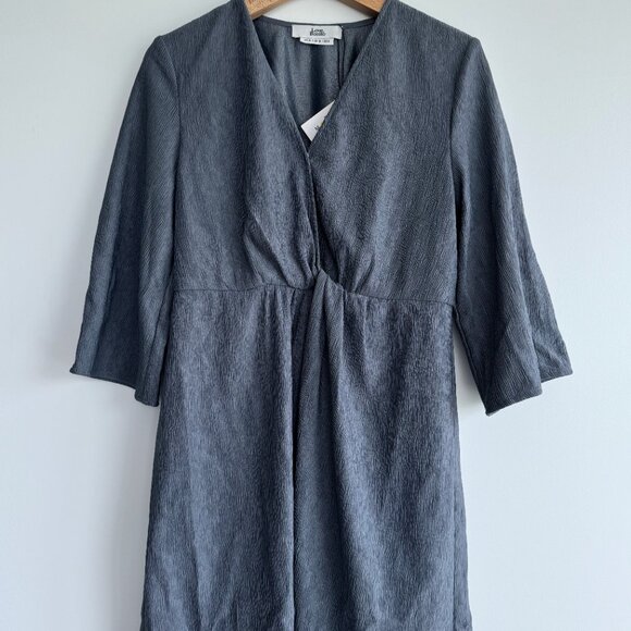 Love Bonito Blue Gray Slate 3/4 Sleeve Dress - Picture 8 of 9